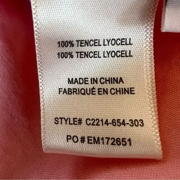 Anthropologie Cloth & Stone Pink Button-Up Long Sleeve Tie Shirt Blouse SZ L - Picture 8 of 16